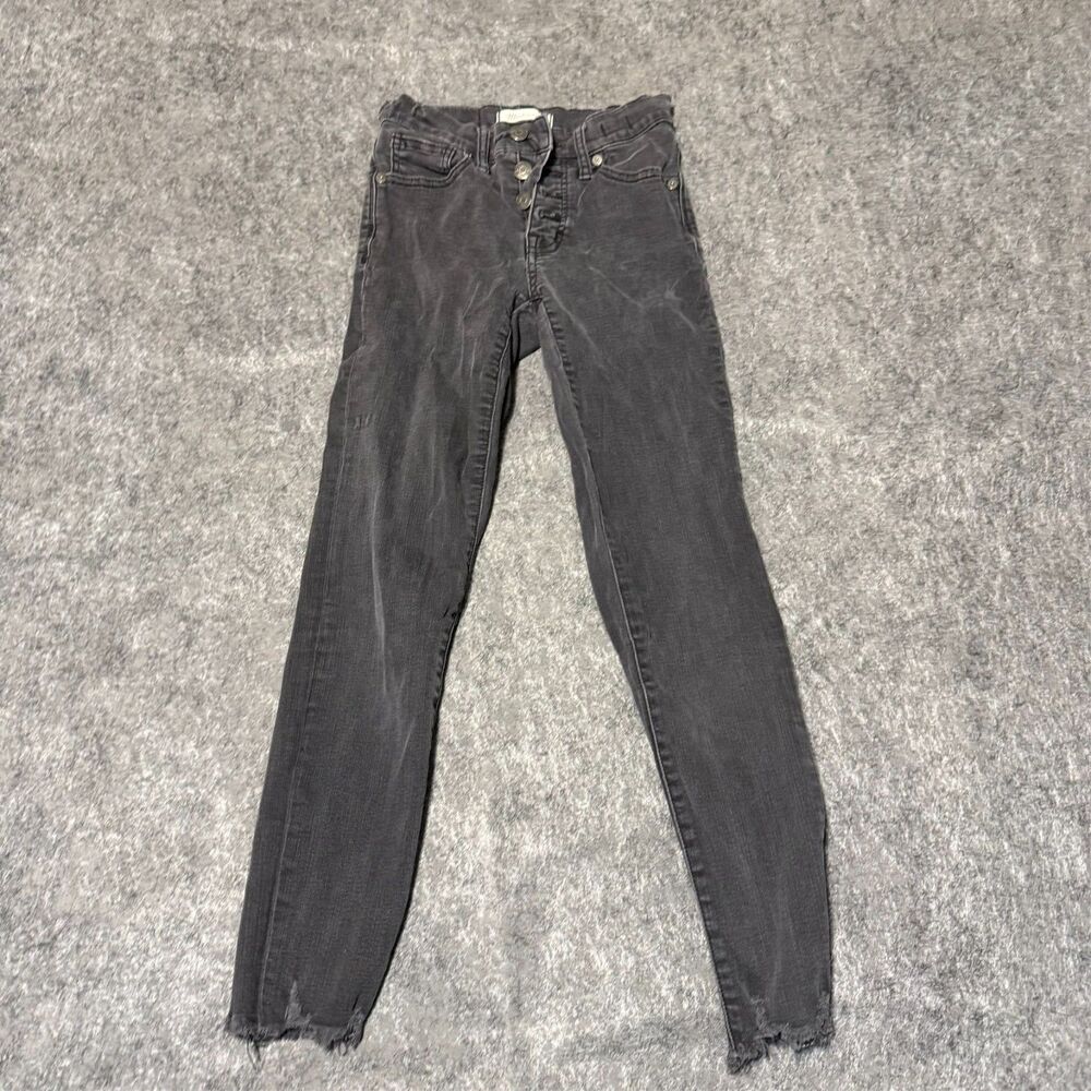 Madewell 9" High-Rise Skinny Jeans Size 24P 24 Petite Gray Charcoal Raw Hem